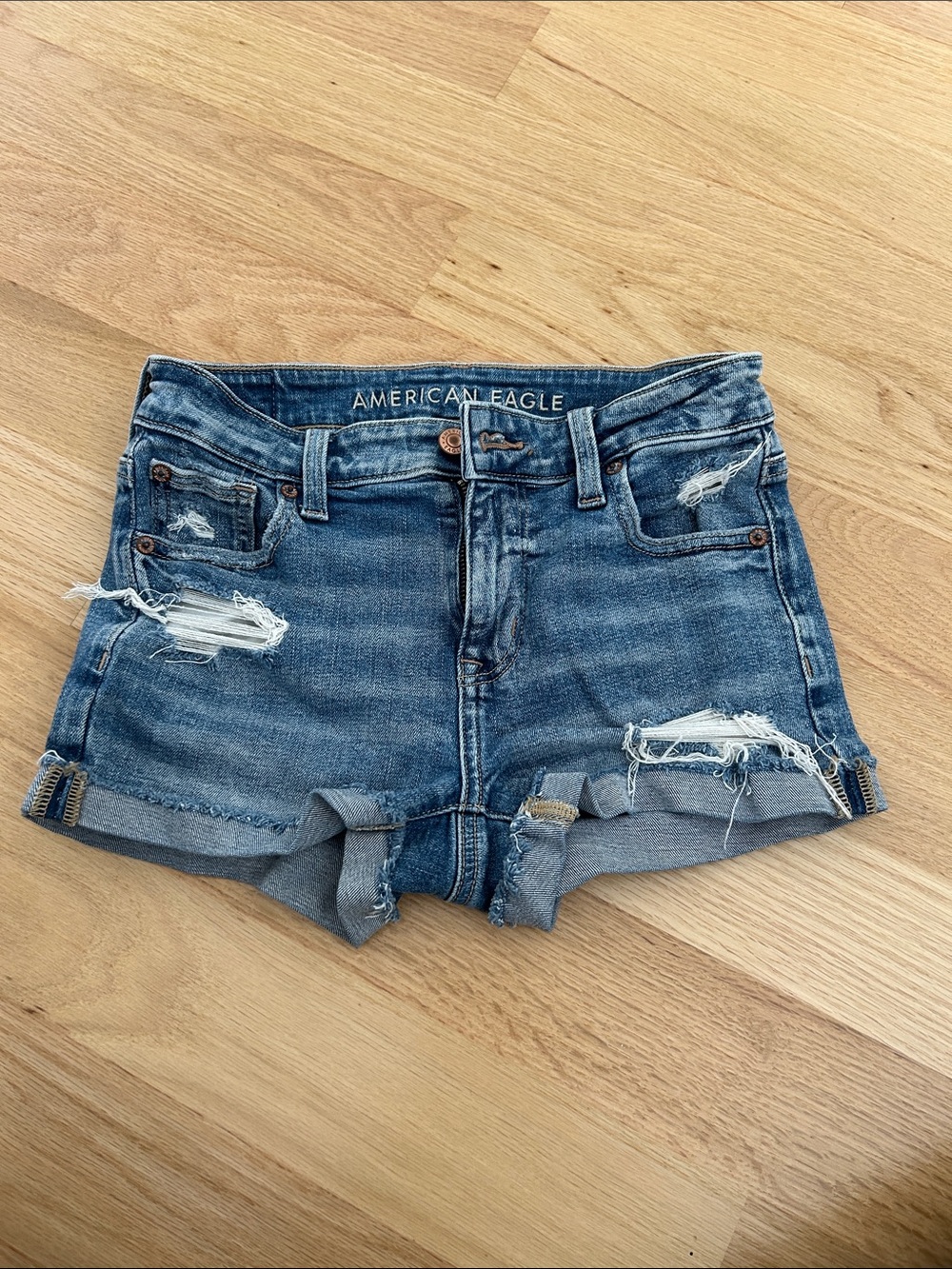 American Eagle Outfitters Distressed Denim Jean Shorts - Blue